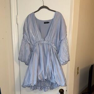 PrettyLittleThing Light Blue Puff Dress